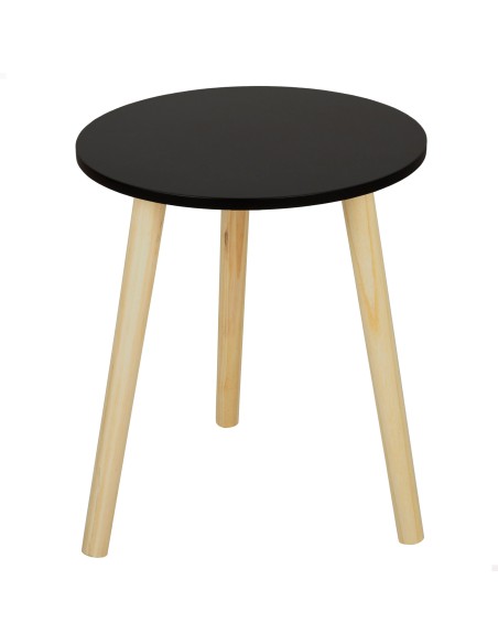 Max Home Mesa lateral redonda de madeira preta  D35x40 cm