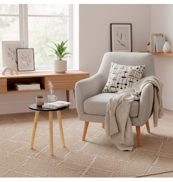 Max Home Mesa lateral redonda de madeira preta  D35x40 cm 2