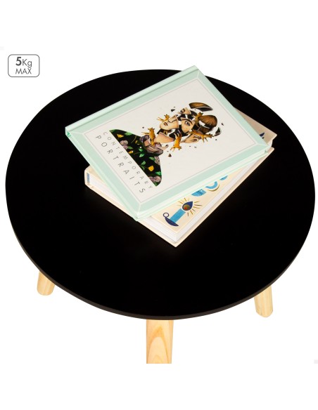 Max Home Mesa lateral redonda de madeira preta  D35x40 cm