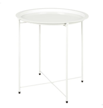 Max Home Mesa de apoio em metal branco D47x52 cm