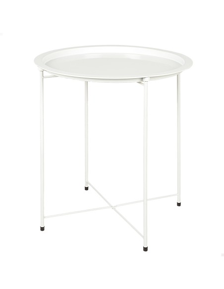 Max Home Mesa de apoio em metal branco D47x52 cm