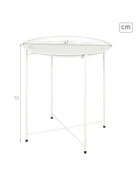 Max Home Mesa de apoio em metal branco D47x52 cm