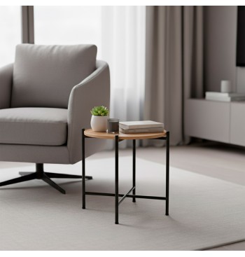 Max Home Mesa lateral redonda de madeira  D40x40 cm 2