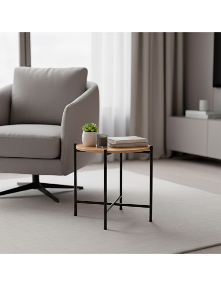 Max Home Mesa lateral redonda de madeira  D40x40 cm