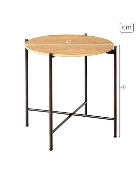 Max Home Mesa lateral redonda de madeira  D40x40 cm