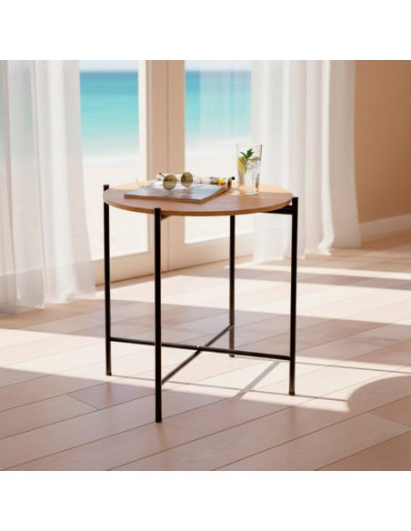 Max Home Mesa lateral redonda de madeira  D40x40 cm