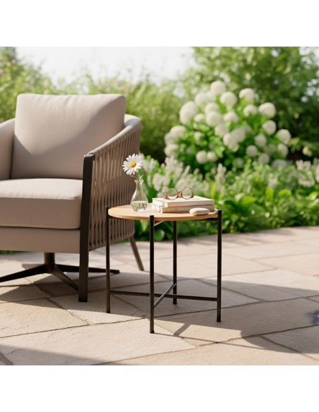Max Home Mesa lateral redonda de madeira  D40x40 cm