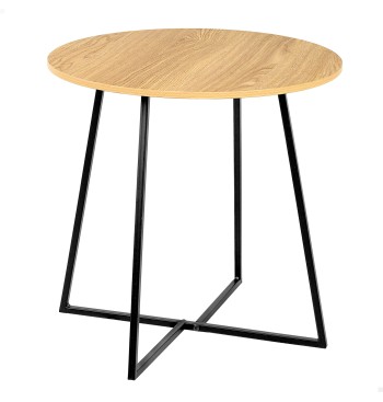 Max Home Mesa de apoio redonda em madeira e metal D40x40 cm