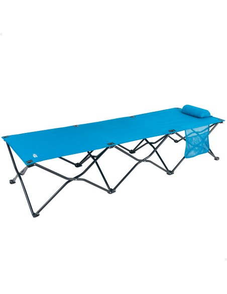 Cama de camping dobrável azul-marinho com almofada