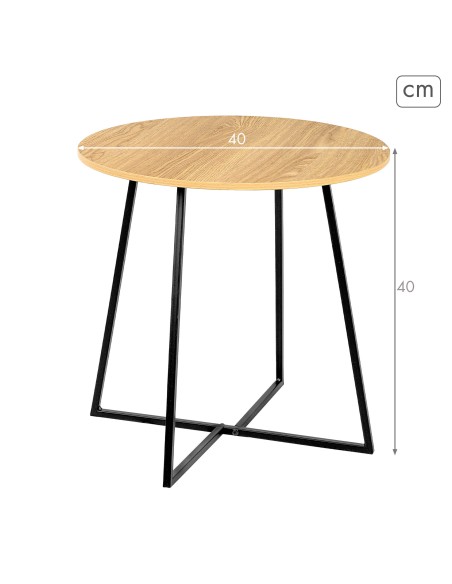 Max Home Mesa de apoio redonda em madeira e metal D40x40 cm