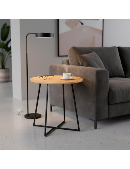 Max Home Mesa de apoio redonda em madeira e metal D40x40 cm