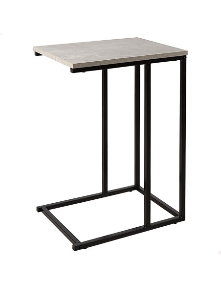 Max Home Mesa de apoio para sofá em metal e madeira cinzenta 40x30x59 cm
