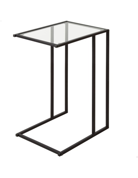Max Home Mesa de apoio para sofá em metal e vidro 40x30x59 cm