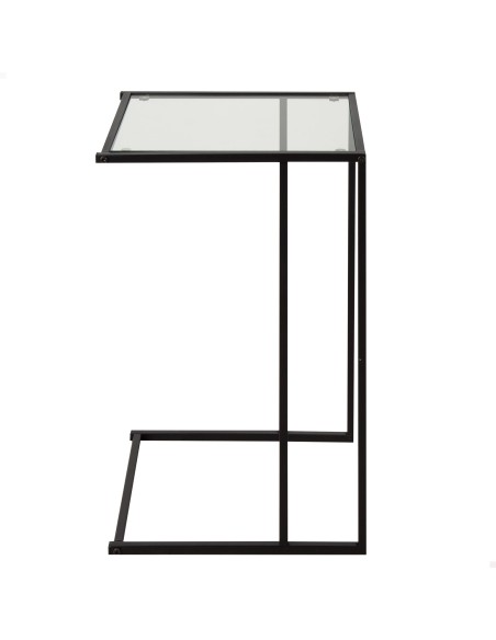 Max Home Mesa de apoio para sofá em metal e vidro 40x30x59 cm