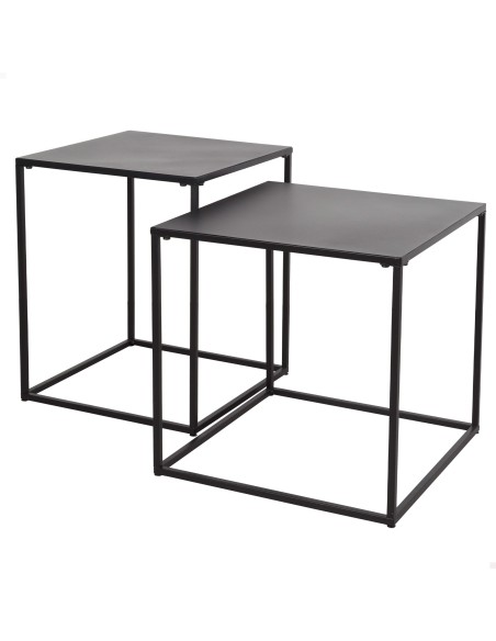 Max Home Conjunto de 2 mesas de apoio em metal 38x38x37 cm e 34x34x41 cm