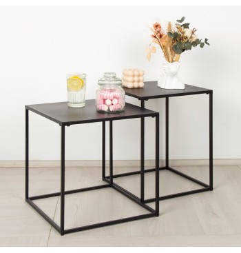 Max Home Conjunto de 2 mesas de apoio em metal 38x38x37... 2