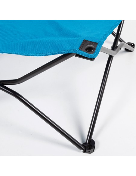 Cama de camping dobrável azul-marinho com almofada