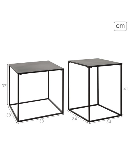 Max Home Conjunto de 2 mesas de apoio em metal 38x38x37 cm e 34x34x41 cm