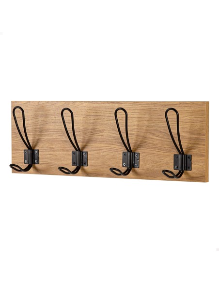 Cabide de parede de madeira Max Home com 4 ganchos, 45x7x15 cm