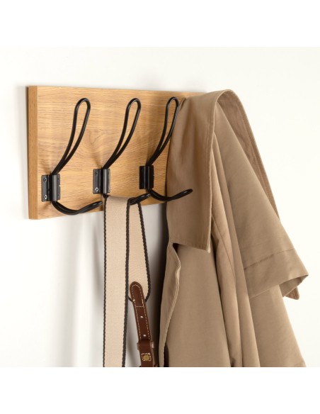 Cabide de parede de madeira Max Home com 4 ganchos, 45x7x15 cm