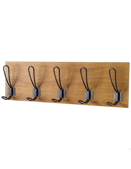 Max Home Cabide de parede de madeira com 5 ganchos, 47 x 7 x 15 cm
