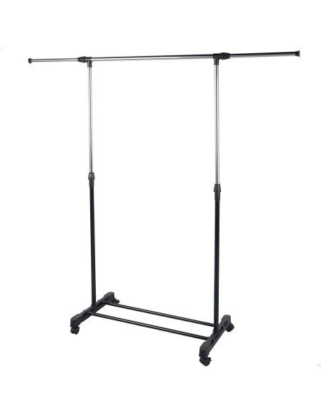Cabideiro Max Home com 1 Barra Ajustável em Comprimento e Altura, Rodas e Cabide Inferior