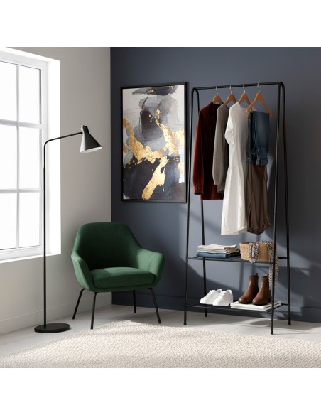 Max Home Cabideiro Fixo 60x35x151 cm com Duas Prateleiras de Arame