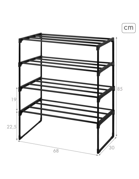 Max Home Sapateira de plástico  4 níveis 68x30x85 cm