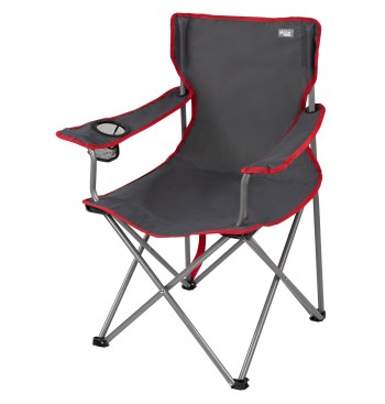 Cadeira de acampamento dobrável cinza com porta-copos