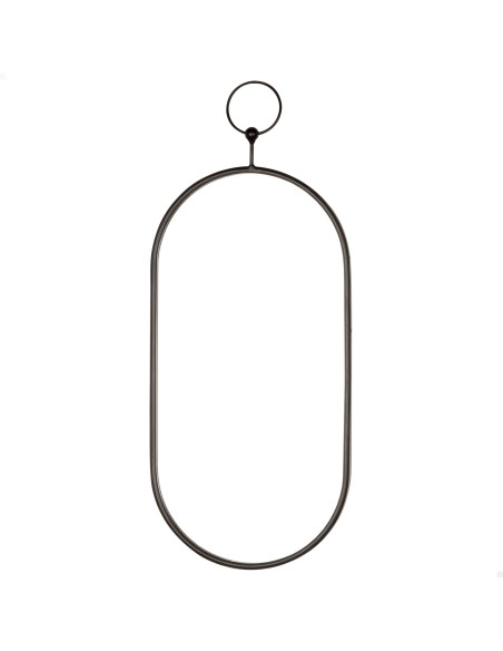 Max Home Espelho de parede oval 25x50 cm com moldura e ganchos metálicos