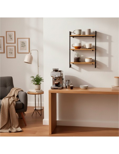 Max Home Estantes de parede em madeira 3 prateleiras 40x12x55 cm