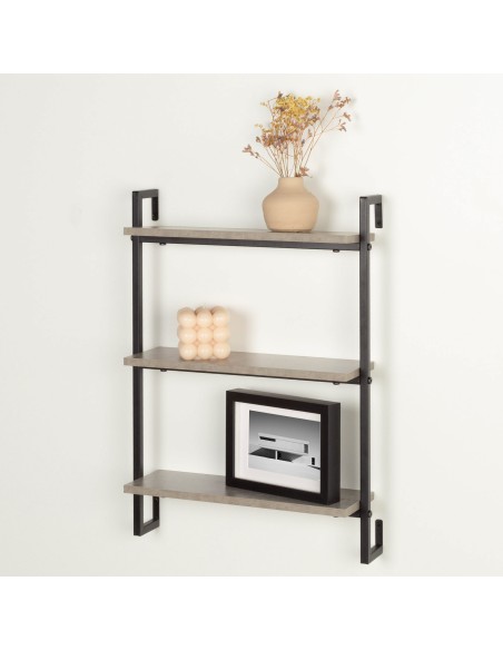 Max Home Estantes de parede com efeito cimento 3 prateleiras 40x12x55 cm