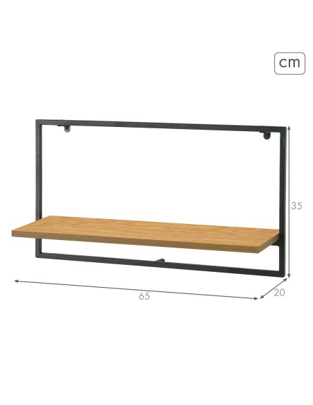 Max Home Estante de parede em madeira 1 prateleira 65x20x35 cm