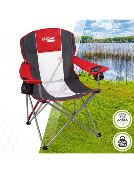 Cadeira de camping dobrável XL com suporte para copos