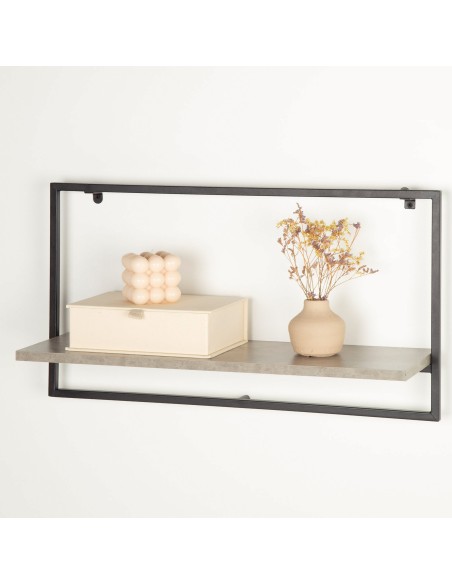 Max Home Estantes de parede com efeito cimento 1 prateleira 65x20x35 cm