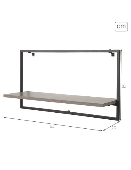 Max Home Estantes de parede com efeito cimento 1 prateleira 65x20x35 cm