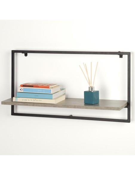 Max Home Estantes de parede com efeito cimento 1 prateleira 65x20x35 cm