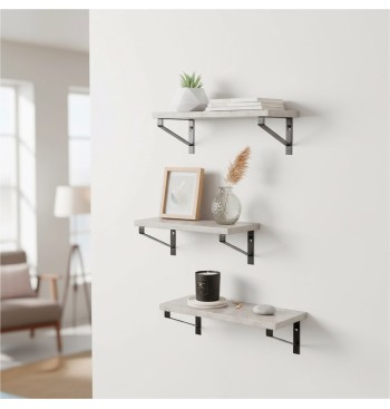 Max Home Conjunto de 3 prateleiras de parede em cimento... 2