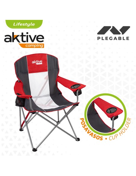 Cadeira de camping dobrável XL com suporte para copos