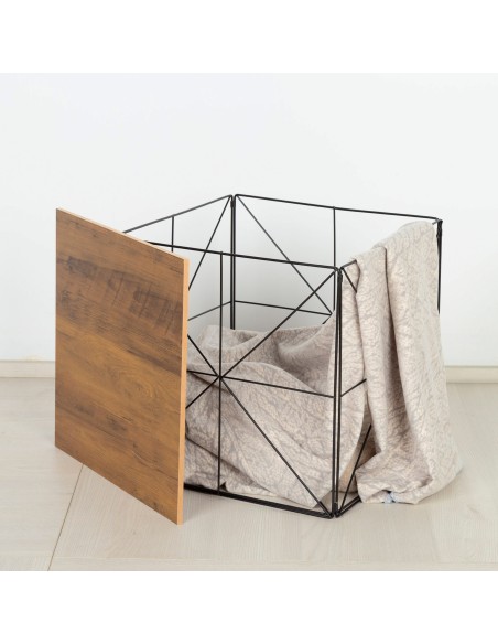 Max Home Mesa de apoio em madeira e metal com arrumação 38x38x38 cm