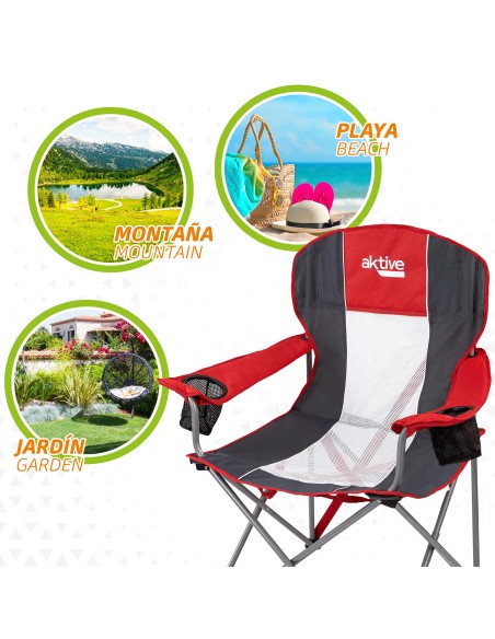 Cadeira de camping dobrável XL com suporte para copos