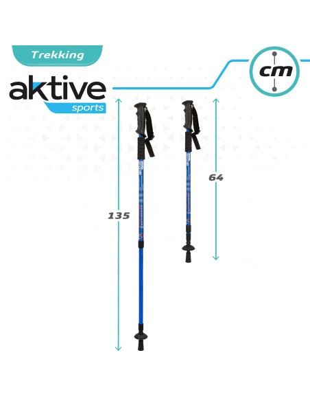 Conjunto de bastões de caminhada extensíveis de 64 a 135 cm