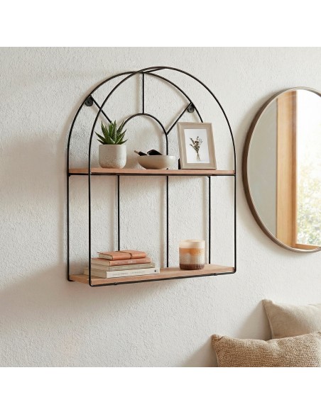 Max Home Prateleira de parede em madeira com 2 prateleiras 35x10x45 cm