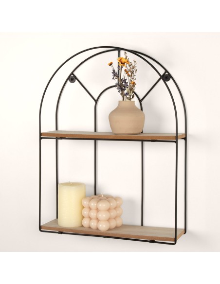 Max Home Prateleira de parede em madeira com 2 prateleiras 35x10x45 cm