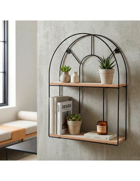 Max Home Prateleira de parede em madeira com 2 prateleiras 35x10x45 cm