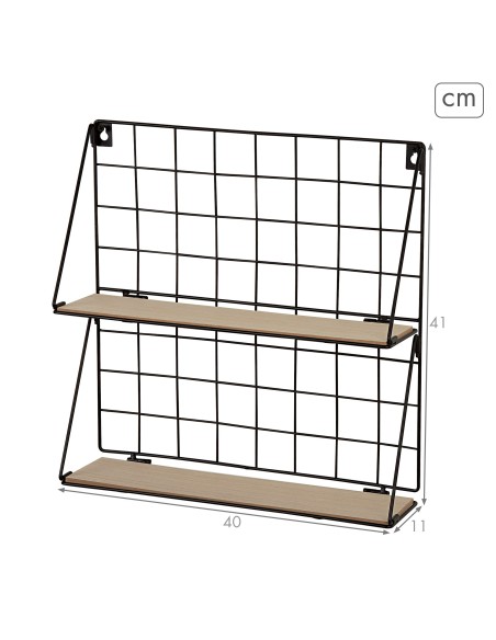Max Home Prateleira de parede em madeira 2 prateleiras 40x11x41 cm