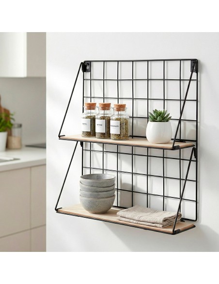 Max Home Prateleira de parede em madeira 2 prateleiras 40x11x41 cm