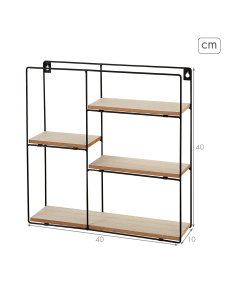 Max Home Estante de parede assimétrica em madeira 4 prateleiras 40x10x40 cm