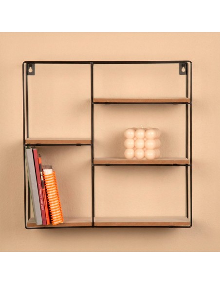 Max Home Estante de parede assimétrica em madeira 4 prateleiras 40x10x40 cm