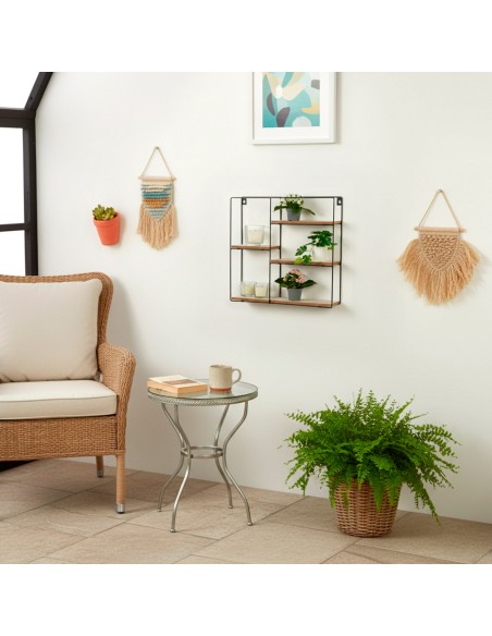 Max Home Estante de parede assimétrica em madeira 4 prateleiras 40x10x40 cm